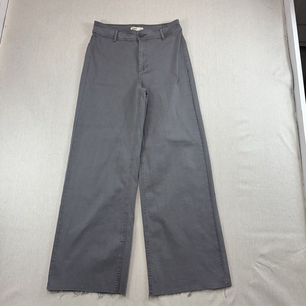 OAT NEW YORK Wide Leg Pants Womens 8/29 Gray Raw Hem High Rise